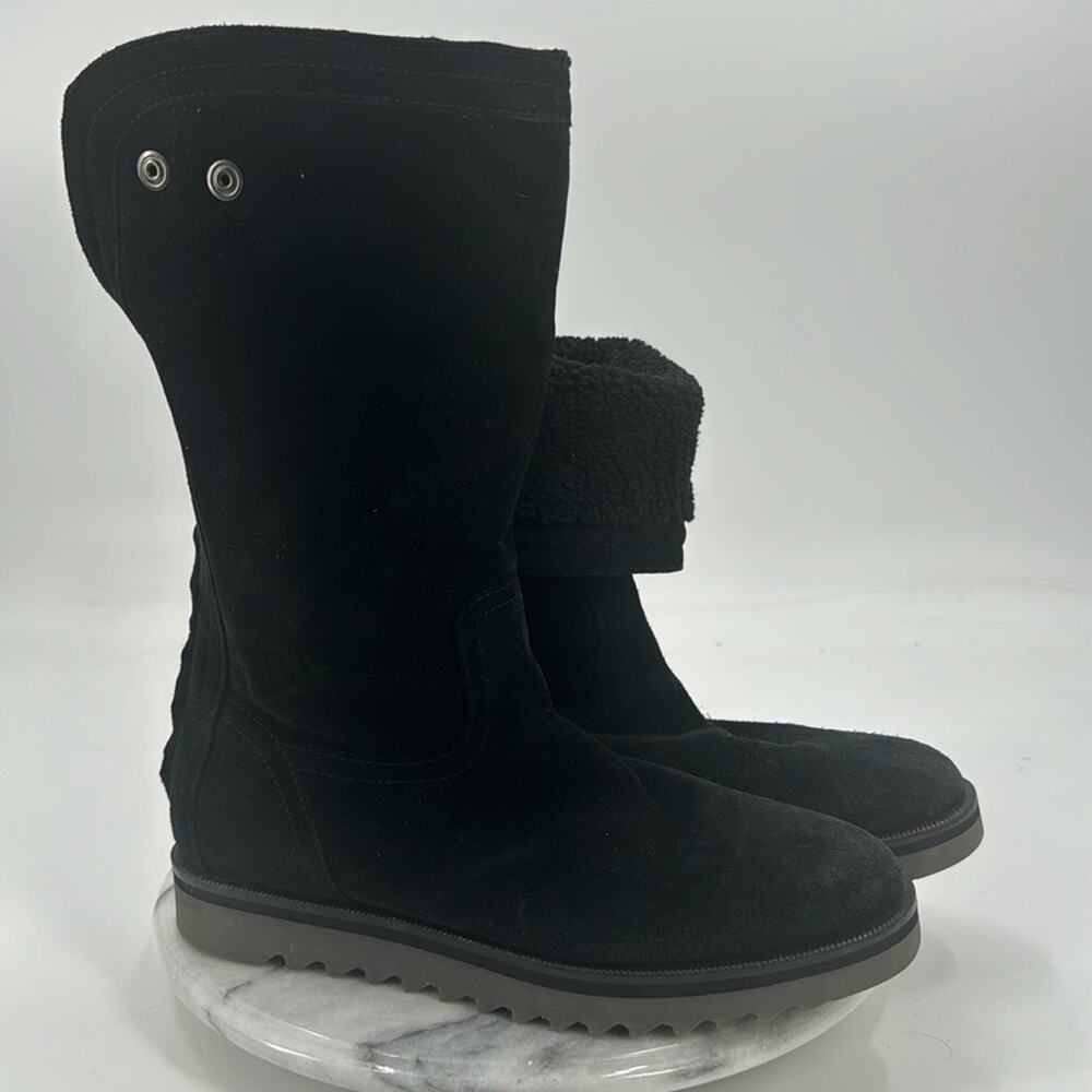 Aquatalia Paloma black Suede Fuax Fur Lined Zipper boots